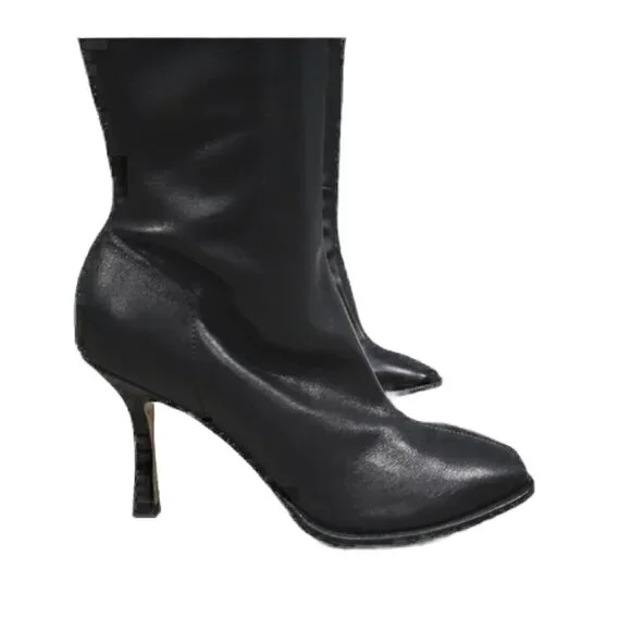 Jeffrey Campbell Black Knee High Leather Boots - Picture 3 of 12